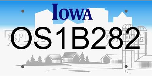 OS1B282 Iowa License Plate