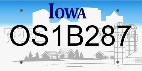 OS1B287 Iowa License Plate