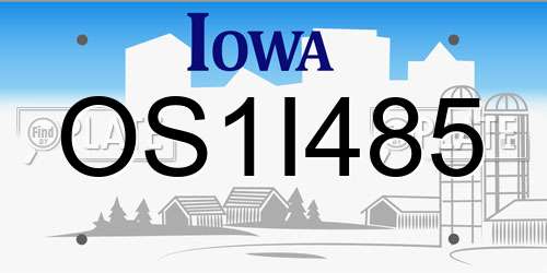 OS1I485 Iowa License Plate