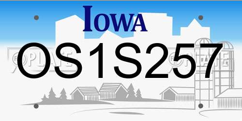 OS1S257 Iowa License Plate