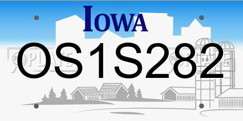 OS1S282 Iowa License Plate
