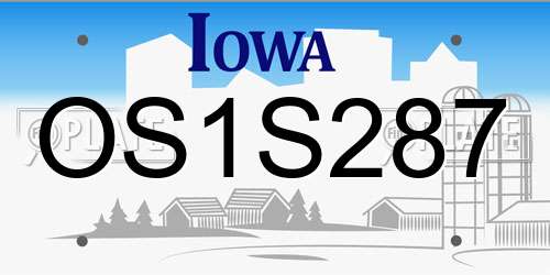 OS1S287 Iowa License Plate