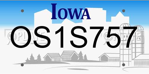 OS1S757 Iowa License Plate
