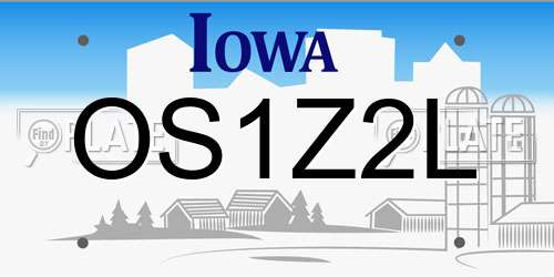 OS1Z2L Iowa License Plate