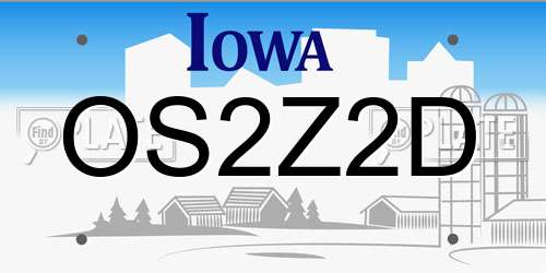 OS2Z2D Iowa License Plate