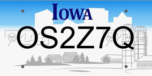 OS2Z7Q Iowa License Plate