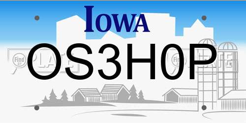 OS3H0P Iowa License Plate