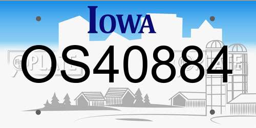 OS40884 Iowa License Plate