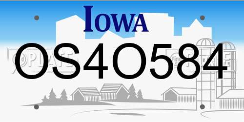OS4O584 Iowa License Plate
