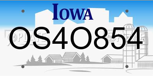OS4O854 Iowa License Plate