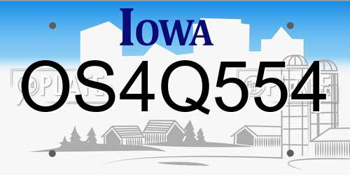 OS4Q554 Iowa License Plate