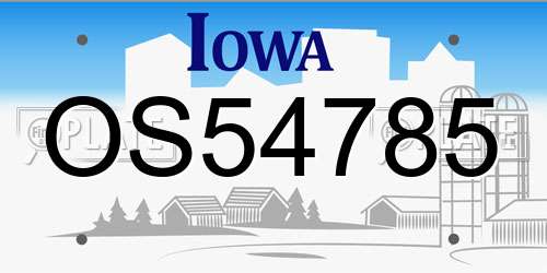 OS54785 Iowa License Plate