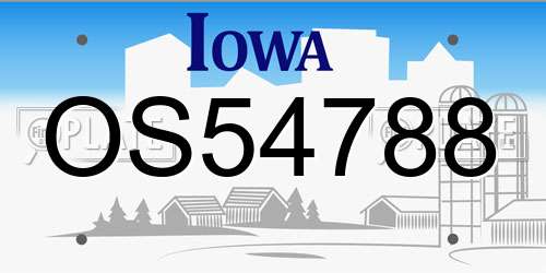 OS54788 Iowa License Plate