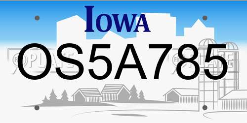 OS5A785 Iowa License Plate