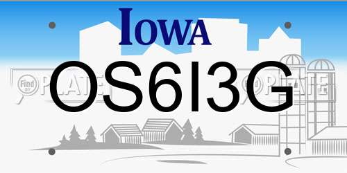 OS6I3G Iowa License Plate