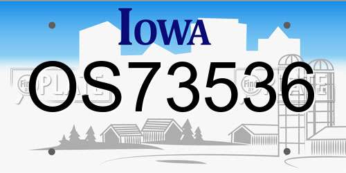 OS73536 Iowa License Plate