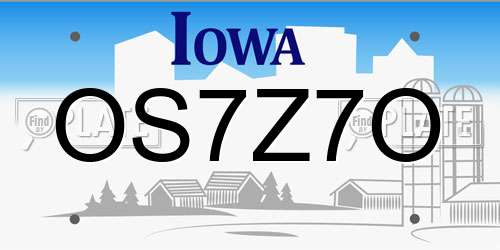 OS7Z7O Iowa License Plate