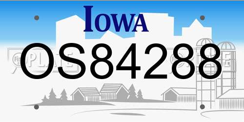 OS84288 Iowa License Plate