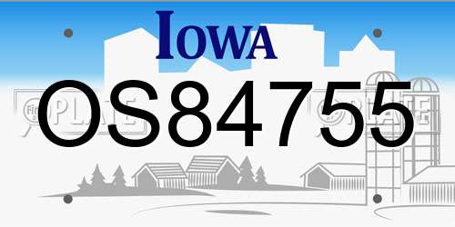 OS84755 Iowa License Plate