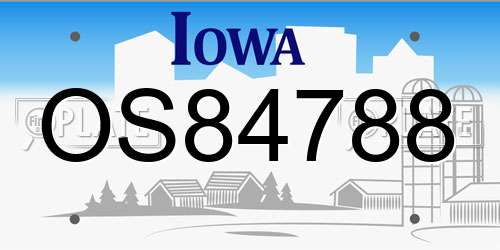 OS84788 Iowa License Plate