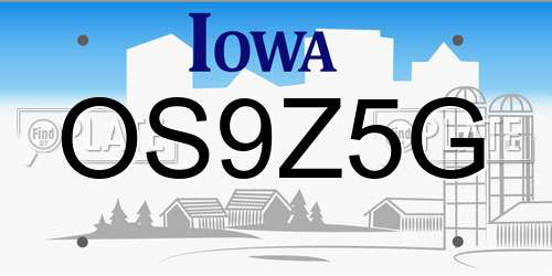OS9Z5G Iowa License Plate