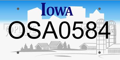 OSA0584 Iowa License Plate