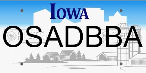 OSADBBA Iowa License Plate