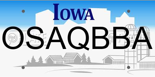OSAQBBA Iowa License Plate