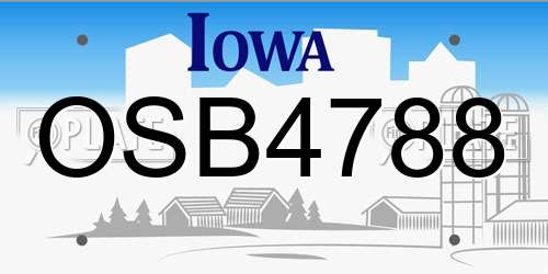 OSB4788 Iowa License Plate