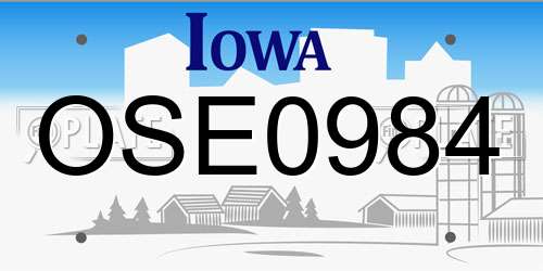 OSE0984 Iowa License Plate