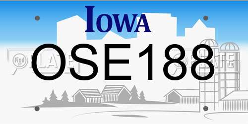 OSE188 Iowa License Plate