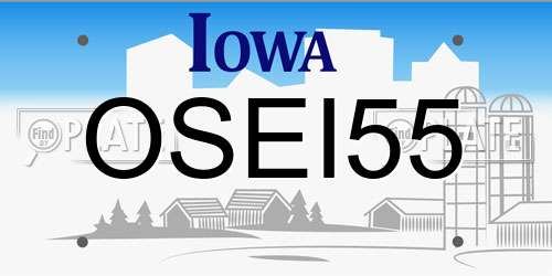 OSEI55 Iowa License Plate