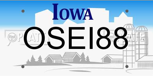 OSEI88 Iowa License Plate