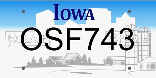 OSF743 Iowa License Plate