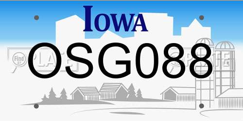 OSG088 Iowa License Plate