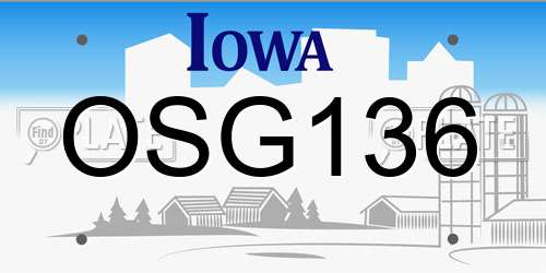 OSG136 Iowa License Plate