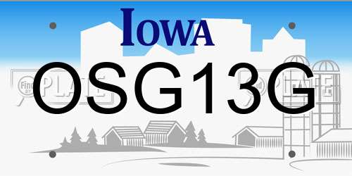 OSG13G Iowa License Plate
