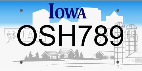 OSH789 Iowa License Plate