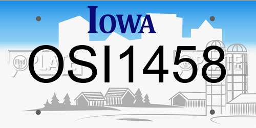 OSI1458 Iowa License Plate