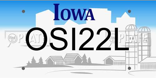 OSI22L Iowa License Plate