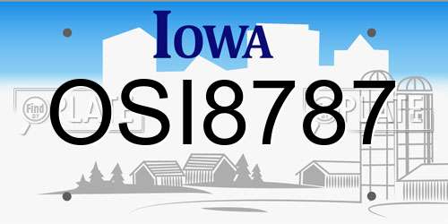 OSI8787 Iowa License Plate