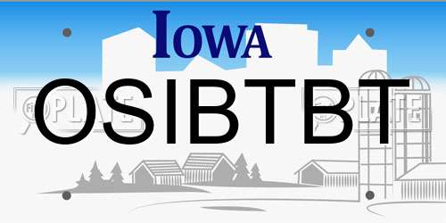OSIBTBT Iowa License Plate