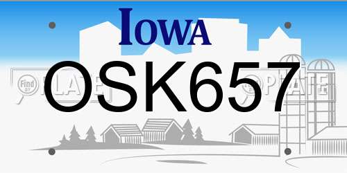 OSK657 Iowa License Plate