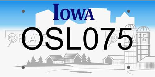 OSL075 Iowa License Plate