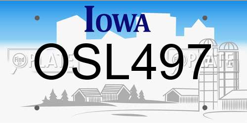 OSL497 Iowa License Plate