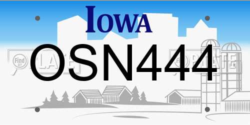 OSN444 Iowa License Plate