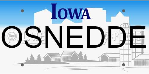 OSNEDDE Iowa License Plate
