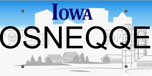 OSNEQQE Iowa License Plate