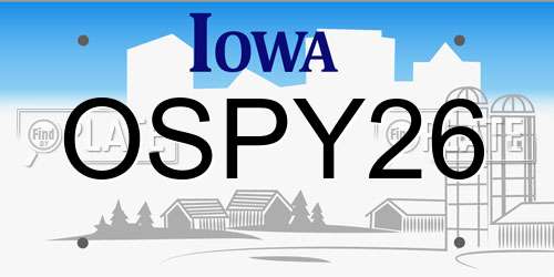OSPY26 Iowa License Plate