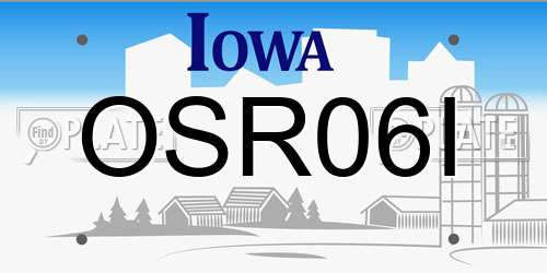 OSR06I Iowa License Plate